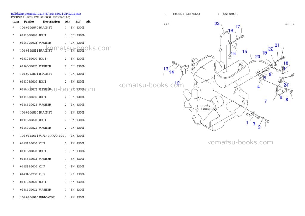 Komatsu d21p-8t s/n 83001-up Parts catalog cover Page 4