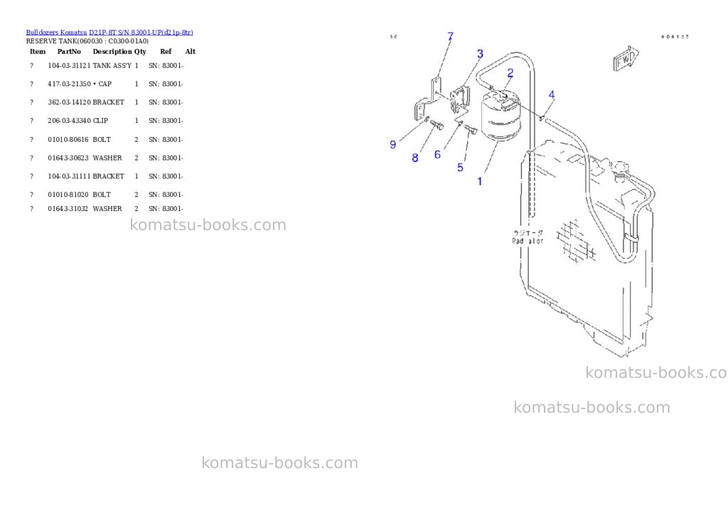 Komatsu d21p-8t s/n 83001-up Parts catalog cover Page 9