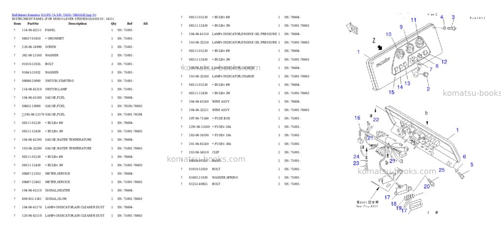 Komatsu D21PG-7A S/N 75001-78603 Parts catalog cover Page 10