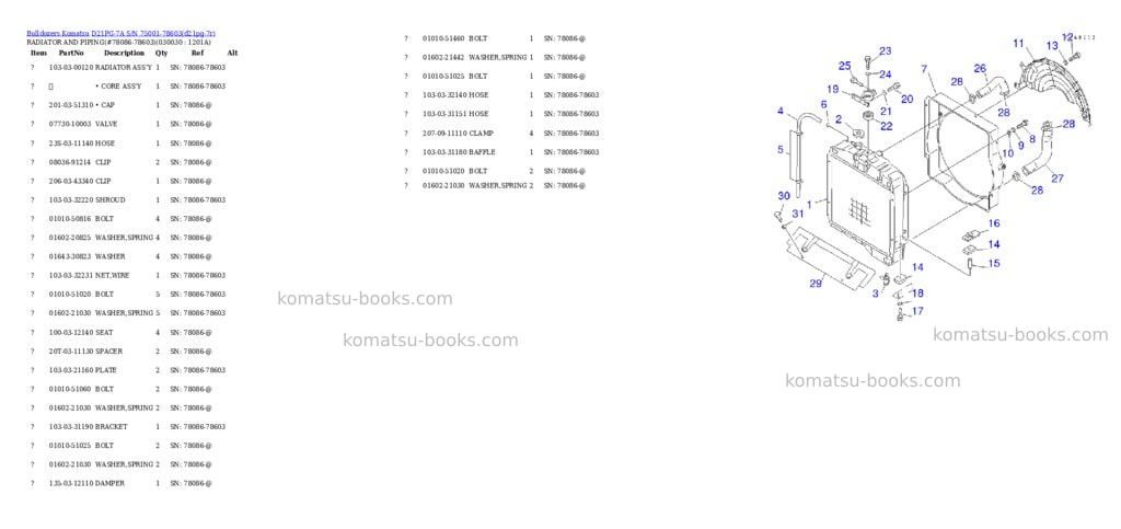 Komatsu D21PG-7A S/N 75001-78603 Parts catalog cover Page 2