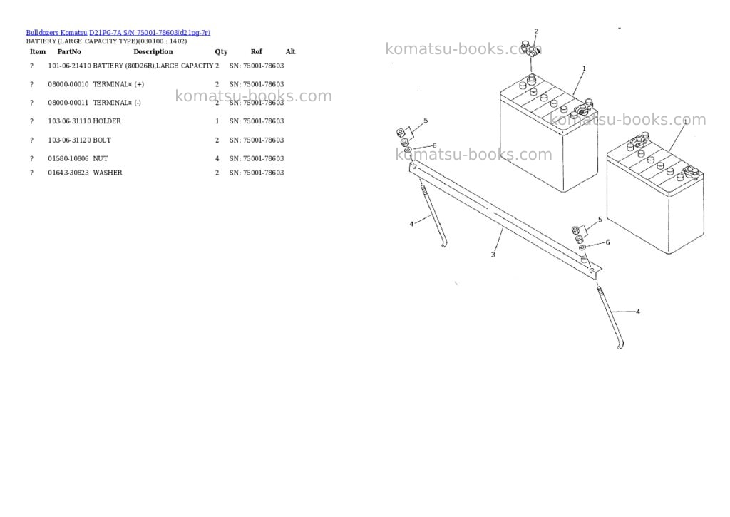 Komatsu D21PG-7A S/N 75001-78603 Parts catalog cover Page 9
