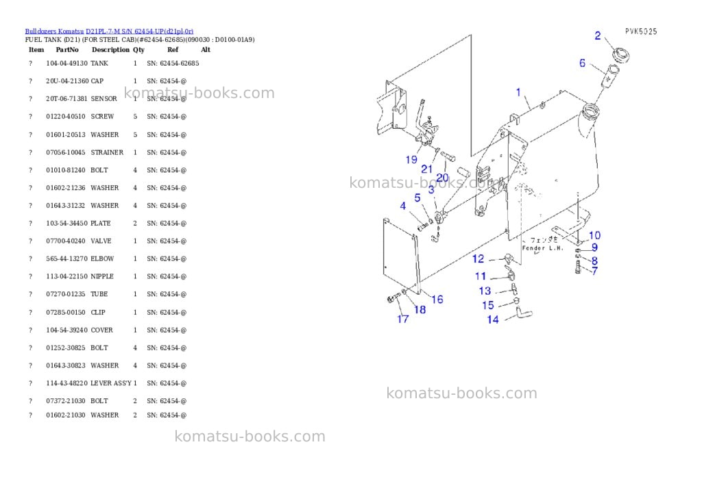 Komatsu d21pl-7-m s/n 62454-up Parts catalog cover Page 7 Komatsu d21pl-7-m s/n 62454-up Parts catalog cover Page 7