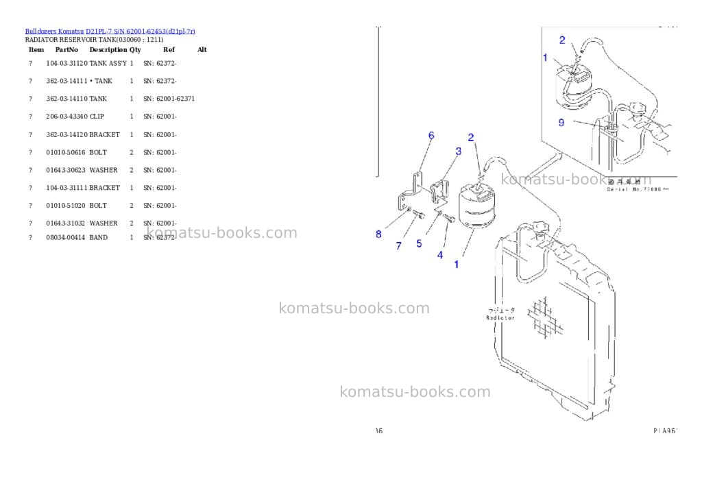 Komatsu d21pl-7 s/n 62001-62453 Parts catalog cover Page 3 Komatsu d21pl-7 s/n 62001-62453 Parts catalog cover Page 3