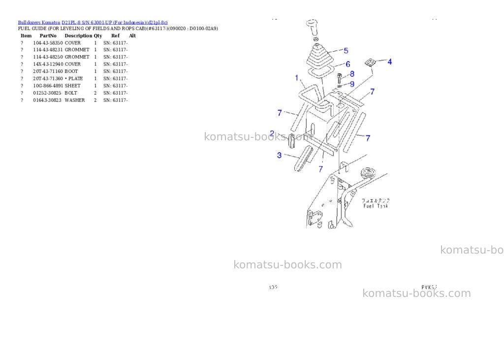 Komatsu D21PL-8 S/N 63001-UP (For Indonesia) Parts catalog cover Page 11