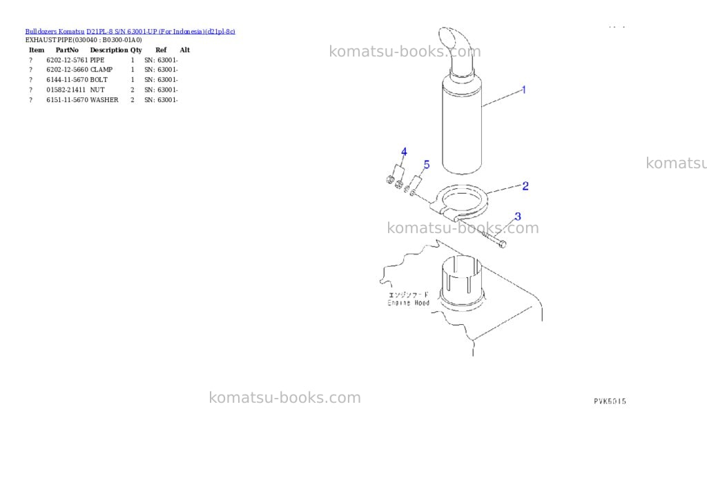 Komatsu D21PL-8 S/N 63001-UP (For Indonesia) Parts catalog cover Page 4
