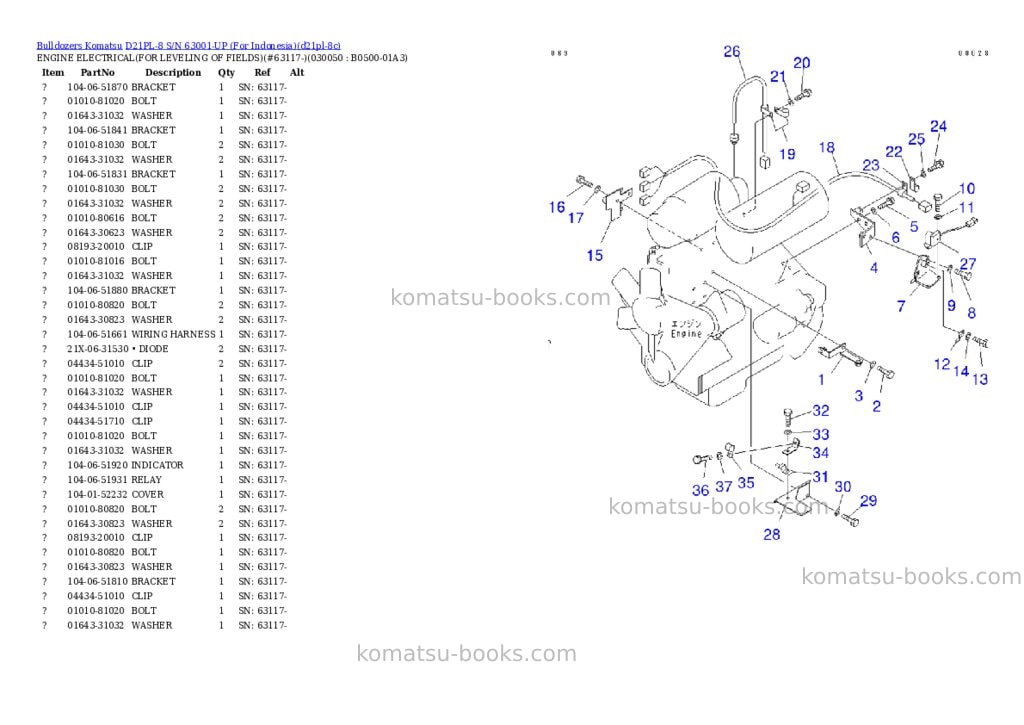 Komatsu D21PL-8 S/N 63001-UP (For Indonesia) Parts catalog cover Page 5