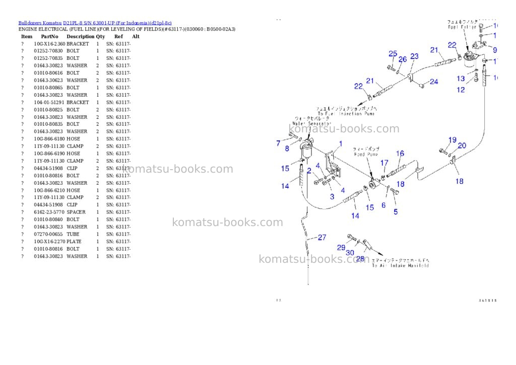Komatsu D21PL-8 S/N 63001-UP (For Indonesia) Parts catalog cover Page 6