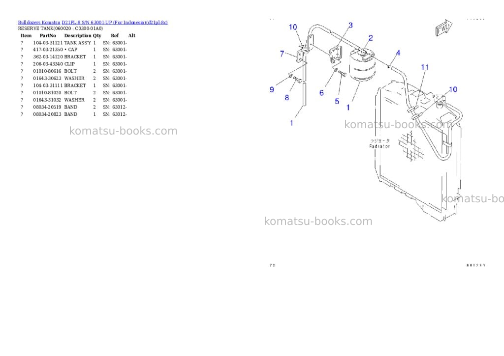 Komatsu D21PL-8 S/N 63001-UP (For Indonesia) Parts catalog cover Page 9