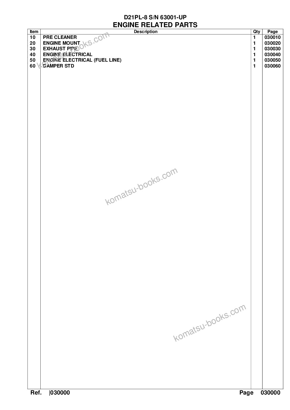 Komatsu d21pl-8 s/n 63001-up for indonesia Parts catalog cover Page 2