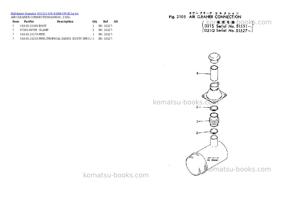 Komatsu d21q-5 s/n 45094-up Parts catalog cover Page 2 Komatsu d21q-5 s/n 45094-up Parts catalog cover Page 2