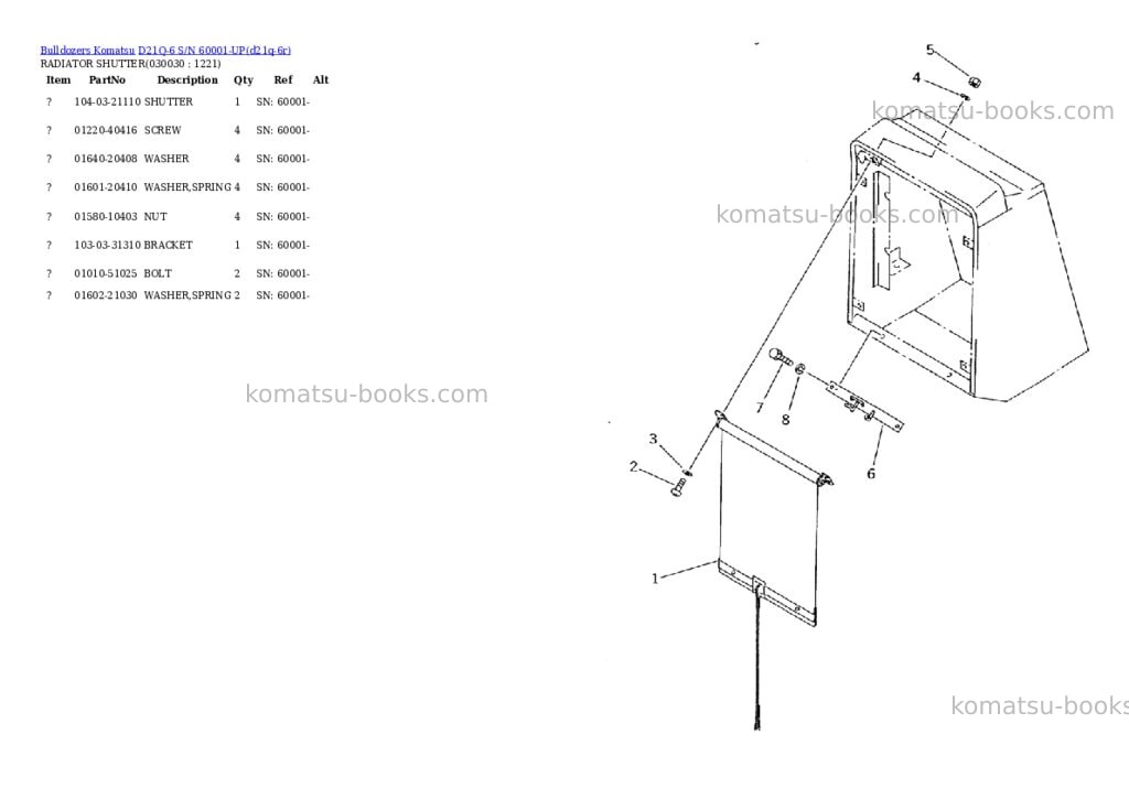 Komatsu d21q-6 s/n 60001-up Parts catalog cover Page 2 Komatsu d21q-6 s/n 60001-up Parts catalog cover Page 2