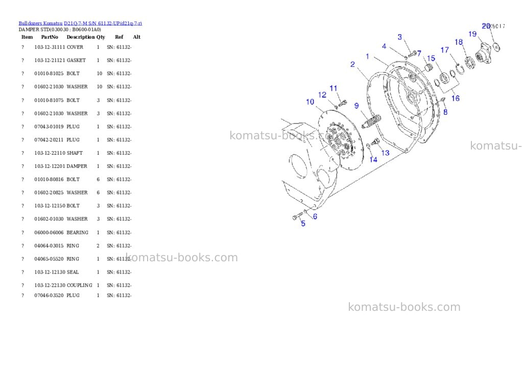 Komatsu d21q-7-m s/n 61132-up Parts catalog cover Page 2 Komatsu d21q-7-m s/n 61132-up Parts catalog cover Page 2