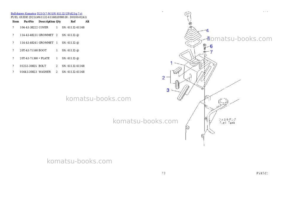 Komatsu d21q-7-m s/n 61132-up Parts catalog cover Page 7 Komatsu d21q-7-m s/n 61132-up Parts catalog cover Page 7