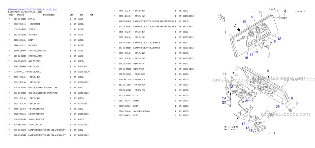 Komatsu d21q-7 s/n 61001-61131 Parts catalog cover Page 10