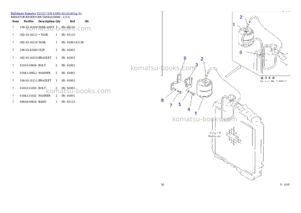 Komatsu d21q-7 s/n 61001-61131 Parts catalog cover Page 3