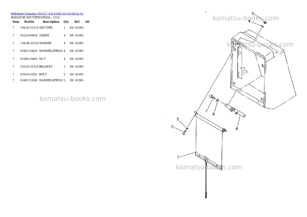 Komatsu d21q-7 s/n 61001-61131 Parts catalog cover Page 4