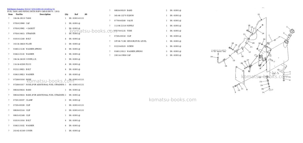 Komatsu d21q-7 s/n 61001-61131 Parts catalog cover Page 6