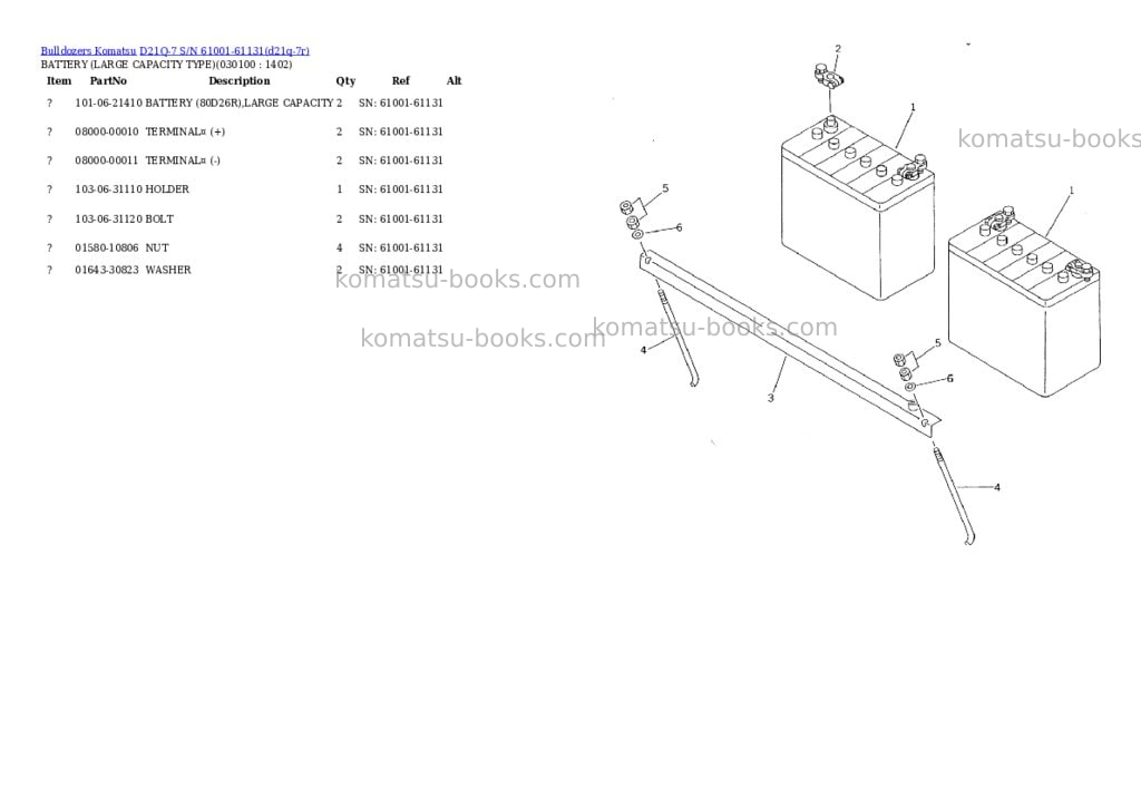 Komatsu d21q-7 s/n 61001-61131 Parts catalog cover Page 9