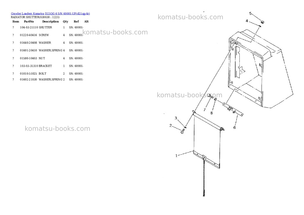Komatsu d21qg-6 s/n 60001-up Parts catalog cover Page 2