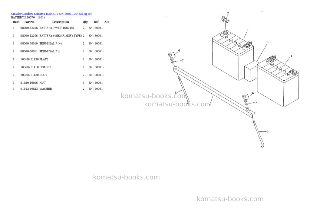 Komatsu d21qg-6 s/n 60001-up Parts catalog cover Page 6