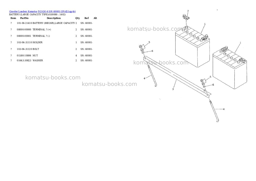 Komatsu d21qg-6 s/n 60001-up Parts catalog cover Page 7