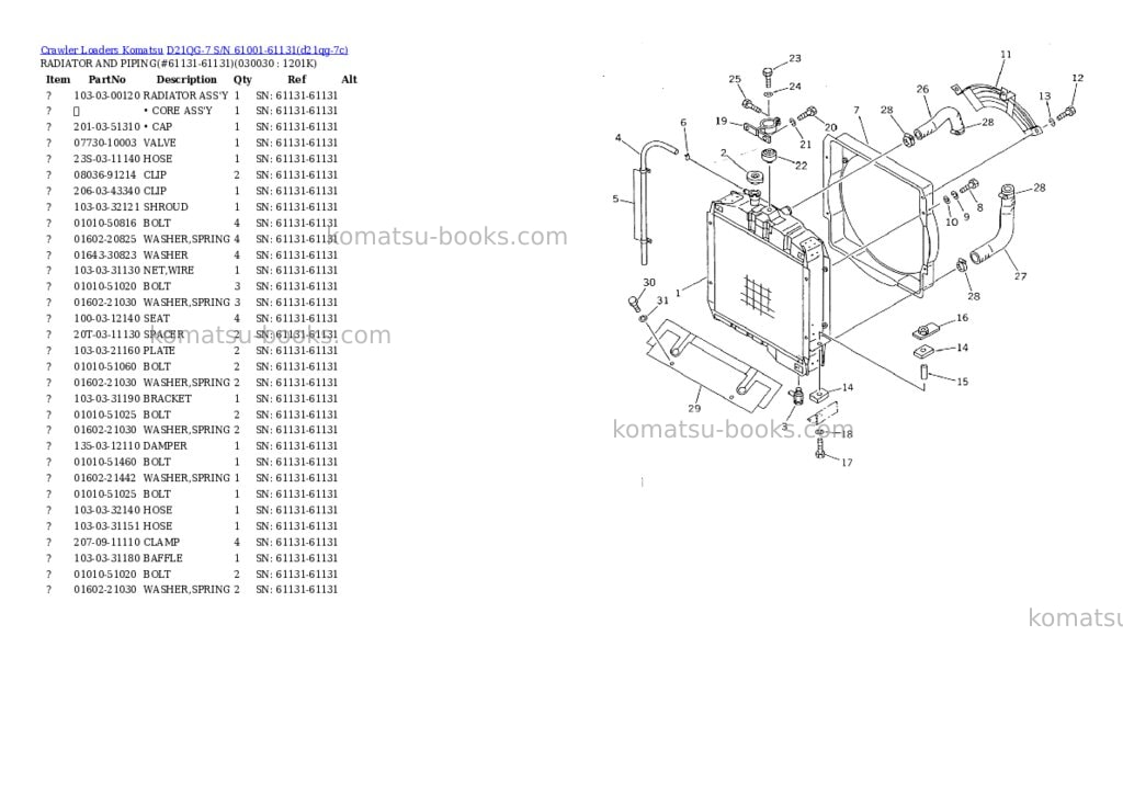 Komatsu D21QG-7 S/N 61001-61131 Parts catalog cover Page 2