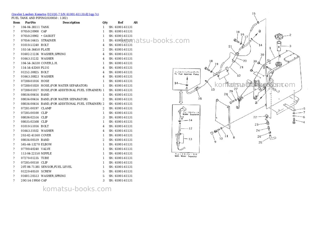 Komatsu D21QG-7 S/N 61001-61131 Parts catalog cover Page 4