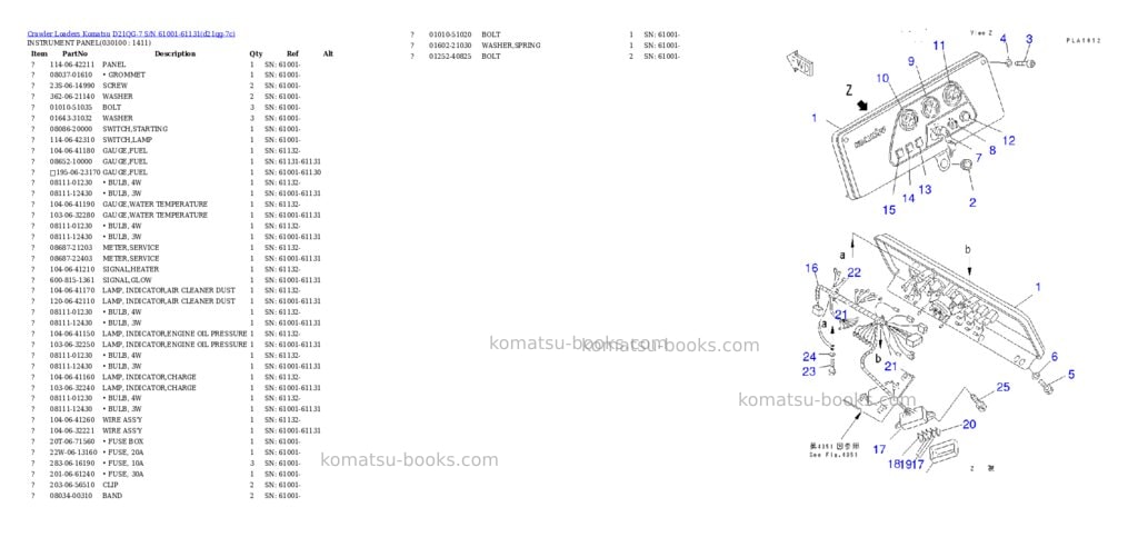 Komatsu D21QG-7 S/N 61001-61131 Parts catalog cover Page 9