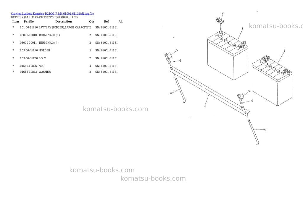 Komatsu d21qg-7 s/n 61001-61131 Parts catalog cover Page 8