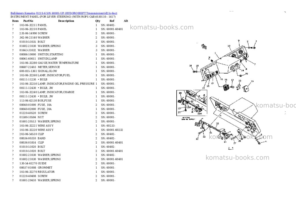 Komatsu d21s-6 s/n 60001-up hydoroshift transmission Parts catalog cover Page 10