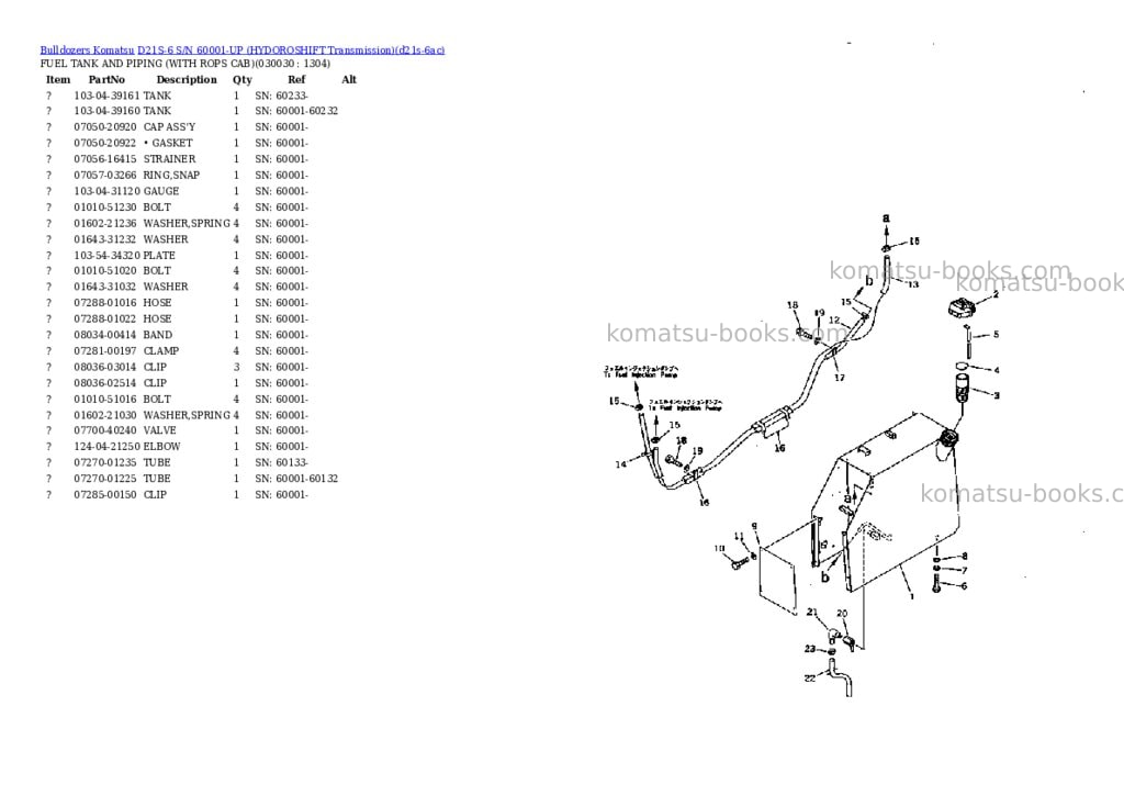 Komatsu d21s-6 s/n 60001-up hydoroshift transmission Parts catalog cover Page 2
