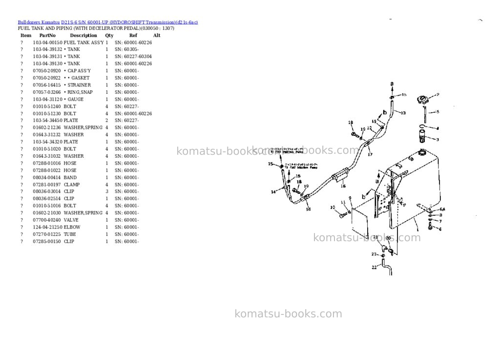 Komatsu d21s-6 s/n 60001-up hydoroshift transmission Parts catalog cover Page 4