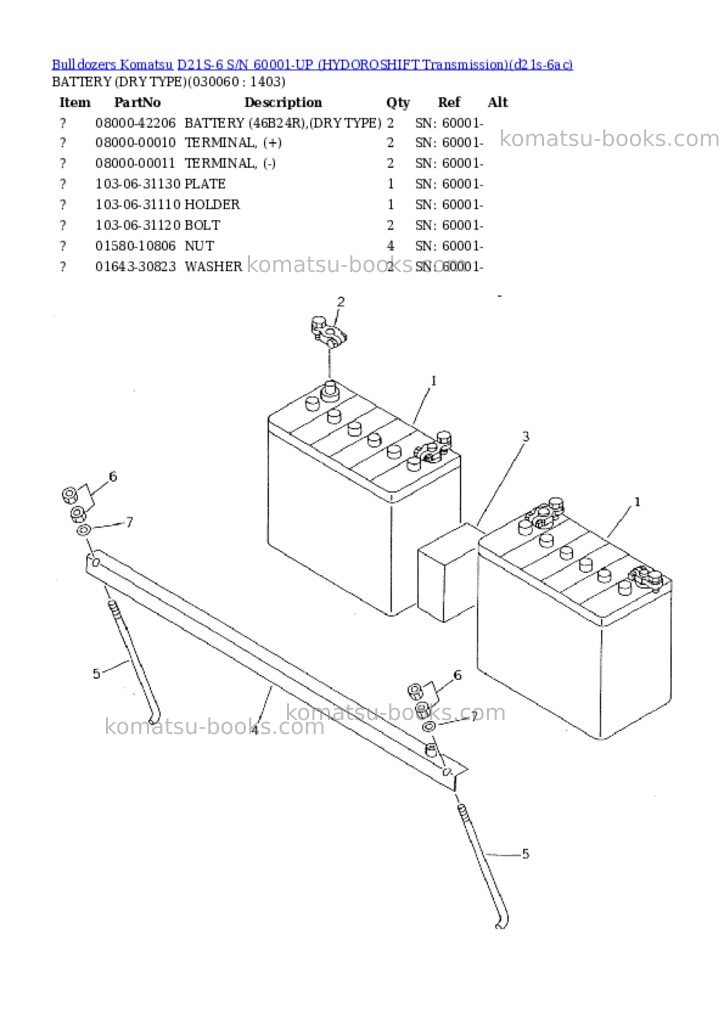 Komatsu d21s-6 s/n 60001-up hydoroshift transmission Parts catalog cover Page 5