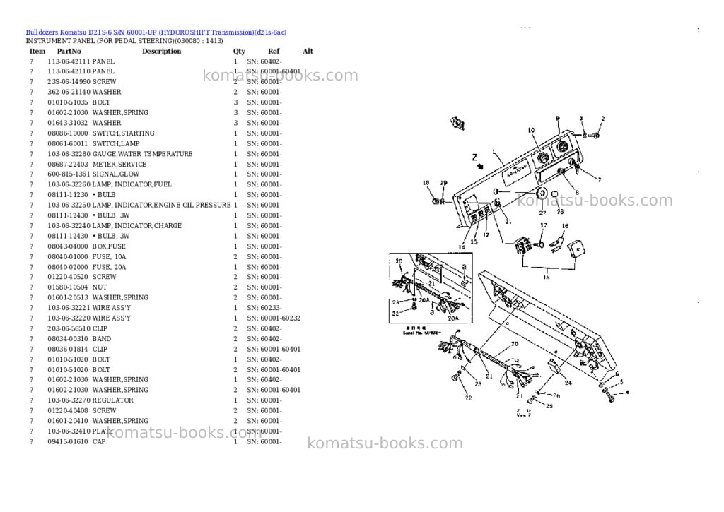 Komatsu d21s-6 s/n 60001-up hydoroshift transmission Parts catalog cover Page 7