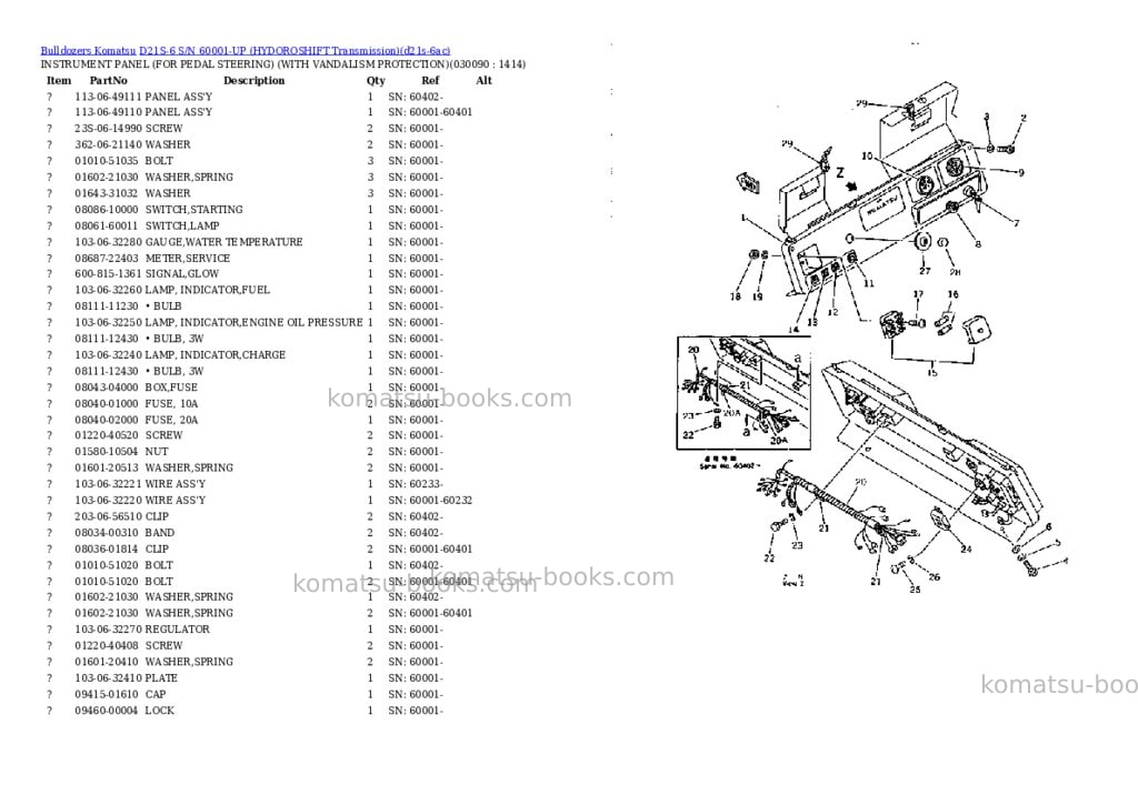 Komatsu d21s-6 s/n 60001-up hydoroshift transmission Parts catalog cover Page 8