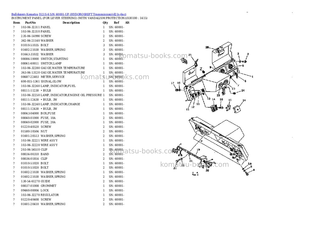 Komatsu d21s-6 s/n 60001-up hydoroshift transmission Parts catalog cover Page 9