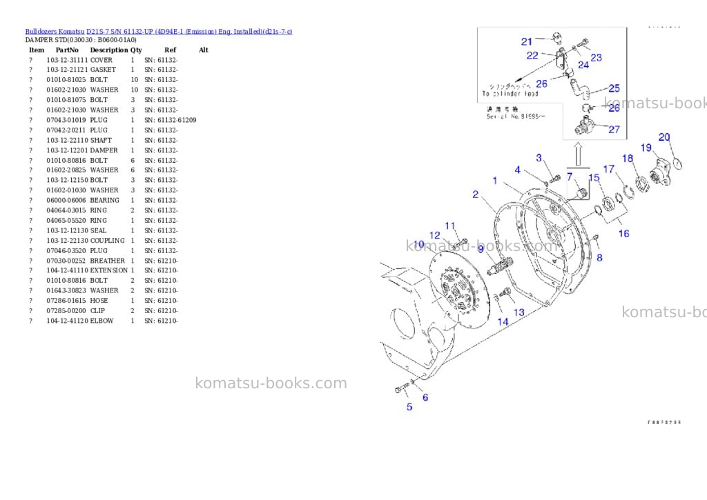 Komatsu d21s-7 s/n 61132-up 4d94e-1 emission eng. installed Parts catalog cover Page 2 Komatsu d21s-7 s/n 61132-up 4d94e-1 emission eng. installed Parts catalog cover Page 2
