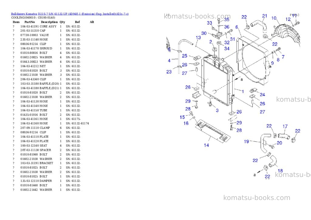 Komatsu d21s-7 s/n 61132-up 4d94e-1 emission eng. installed Parts catalog cover Page 4 Komatsu d21s-7 s/n 61132-up 4d94e-1 emission eng. installed Parts catalog cover Page 4