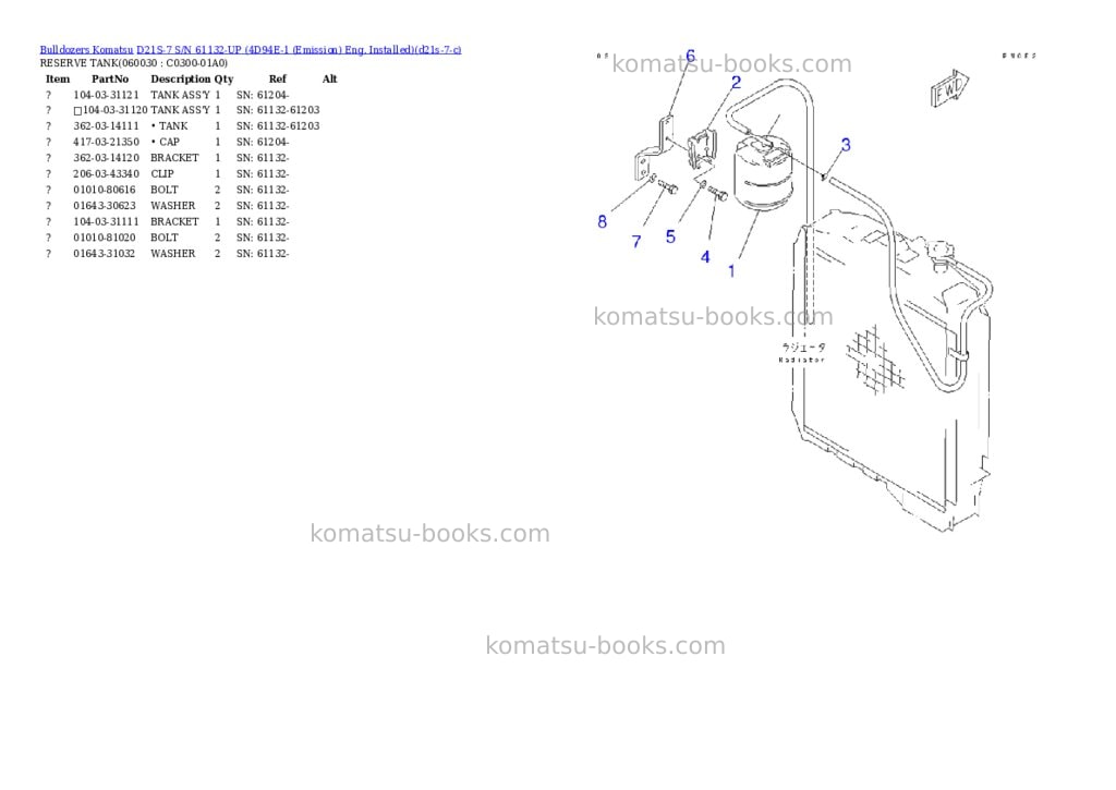 Komatsu d21s-7 s/n 61132-up 4d94e-1 emission eng. installed Parts catalog cover Page 6 Komatsu d21s-7 s/n 61132-up 4d94e-1 emission eng. installed Parts catalog cover Page 6