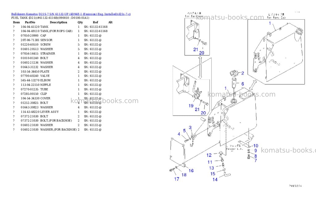Komatsu d21s-7 s/n 61132-up 4d94e-1 emission eng. installed Parts catalog cover Page 7 Komatsu d21s-7 s/n 61132-up 4d94e-1 emission eng. installed Parts catalog cover Page 7