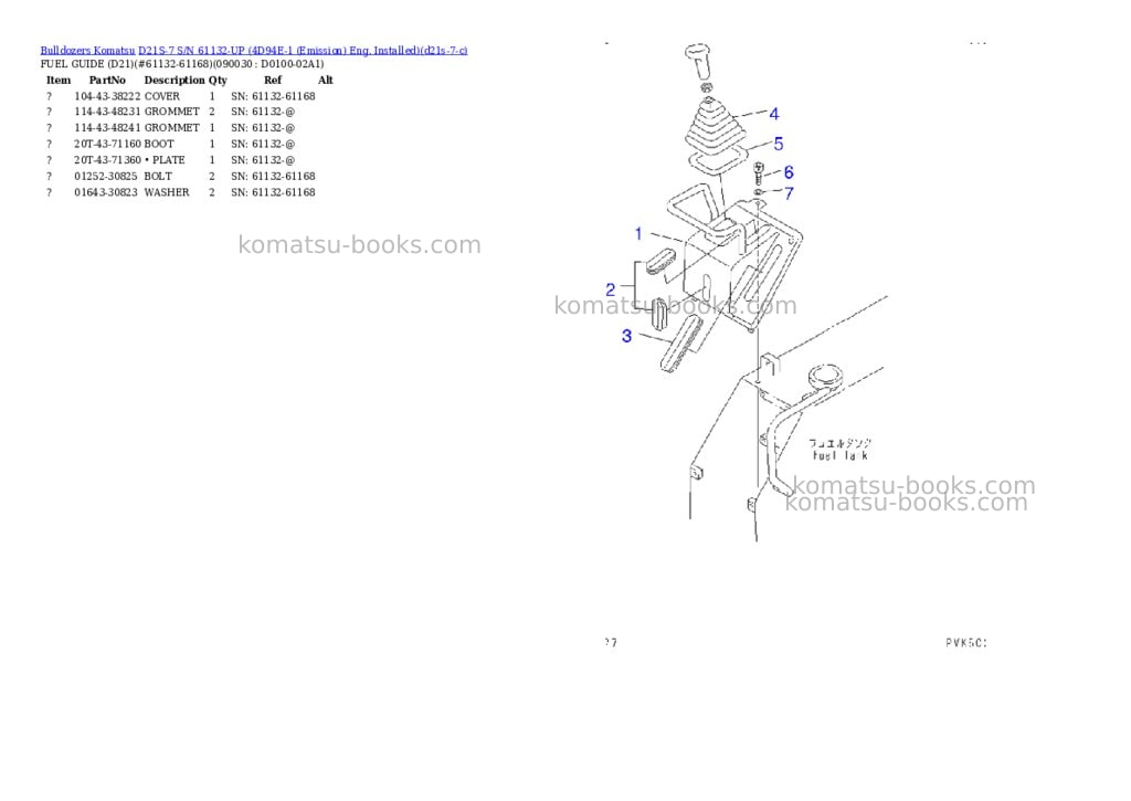 Komatsu d21s-7 s/n 61132-up 4d94e-1 emission eng. installed Parts catalog cover Page 9 Komatsu d21s-7 s/n 61132-up 4d94e-1 emission eng. installed Parts catalog cover Page 9