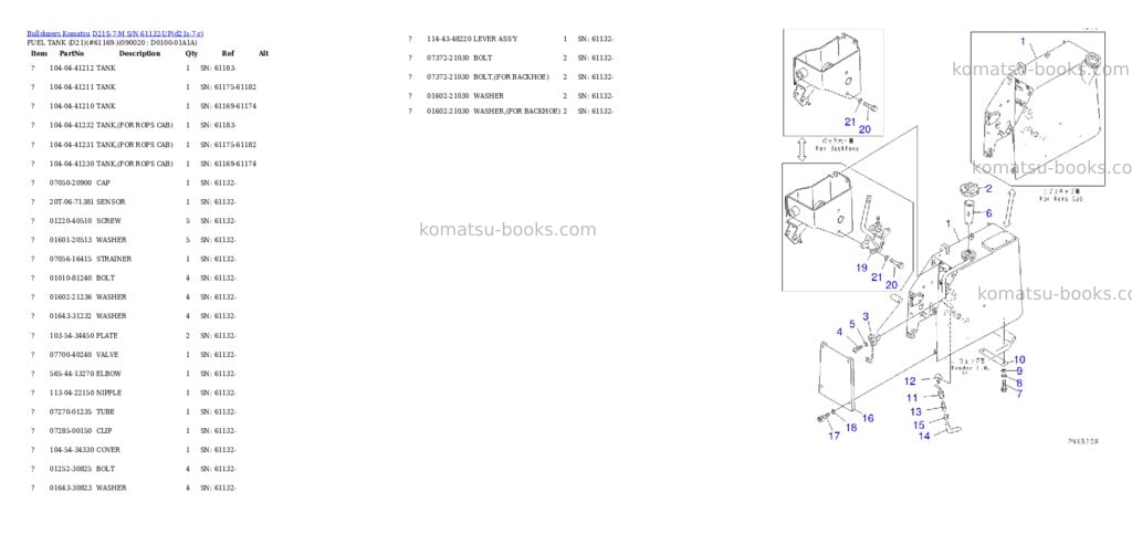 Komatsu D21S-7-M S/N 61132-UP Parts catalog cover Page 7