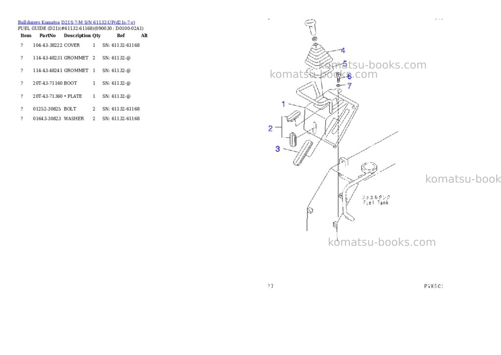 Komatsu D21S-7-M S/N 61132-UP Parts catalog cover Page 8