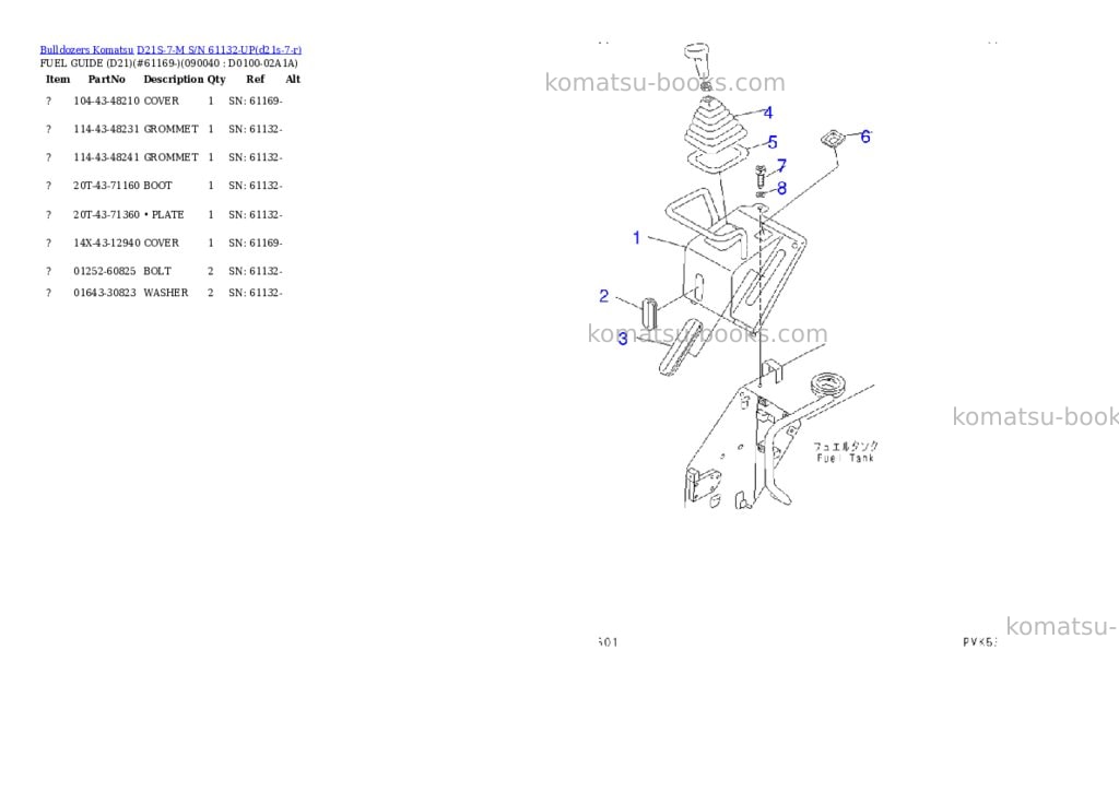 Komatsu D21S-7-M S/N 61132-UP Parts catalog cover Page 9
