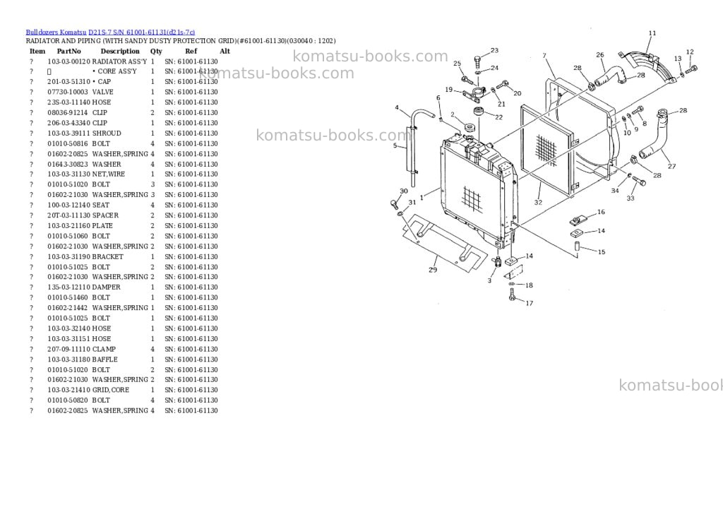 Komatsu d21s-7 s/n 61001-61131 Parts catalog cover Page 3