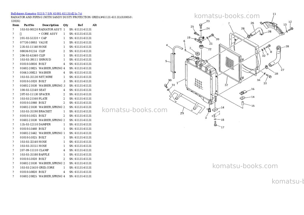 Komatsu d21s-7 s/n 61001-61131 Parts catalog cover Page 4