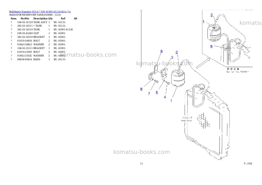 Komatsu d21s-7 s/n 61001-61131 Parts catalog cover Page 5