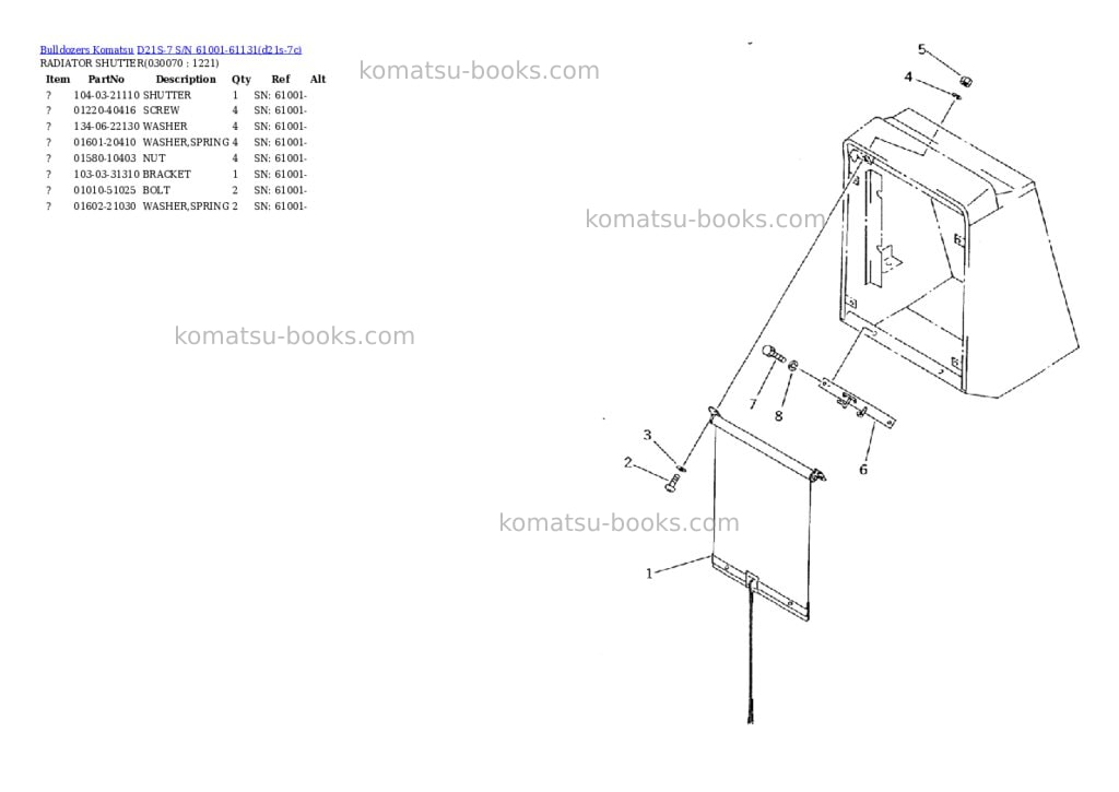 Komatsu d21s-7 s/n 61001-61131 Parts catalog cover Page 6