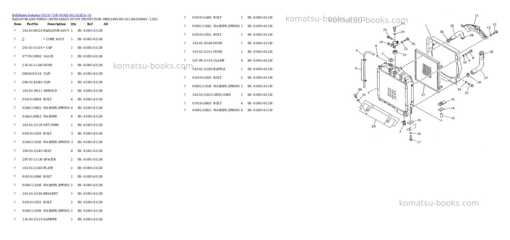 Komatsu D21S-7 S/N 61001-61131 Parts catalog cover Page 3 Komatsu D21S-7 S/N 61001-61131 Parts catalog cover Page 3
