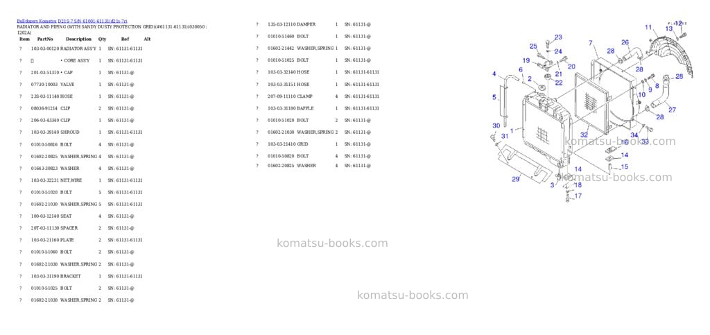 Komatsu D21S-7 S/N 61001-61131 Parts catalog cover Page 4 Komatsu D21S-7 S/N 61001-61131 Parts catalog cover Page 4